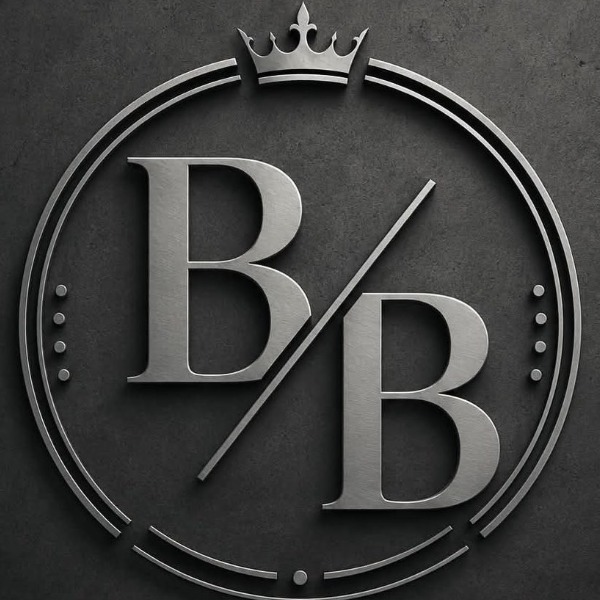 Emblema BB da Binda Barber com coroa